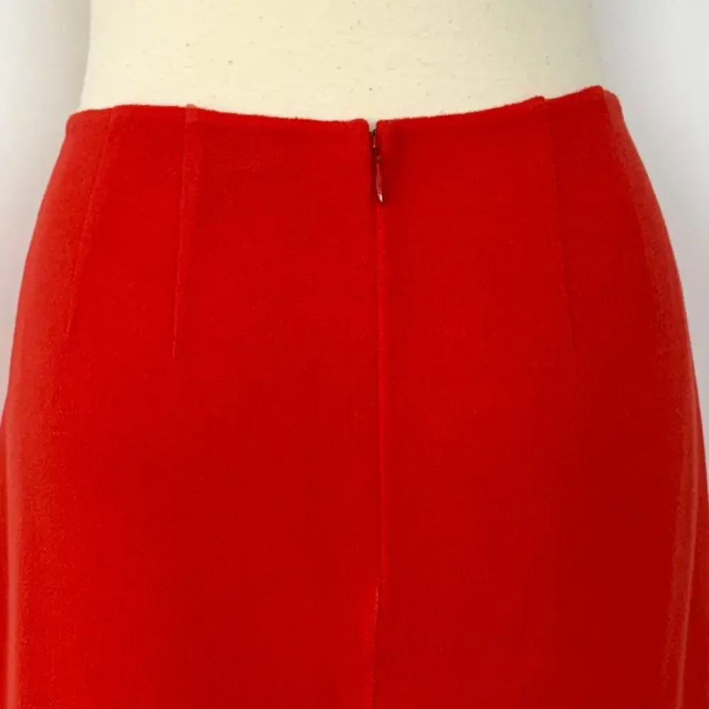 St. John Knit Wool Pencil Skirt Orange-Red Size 10
